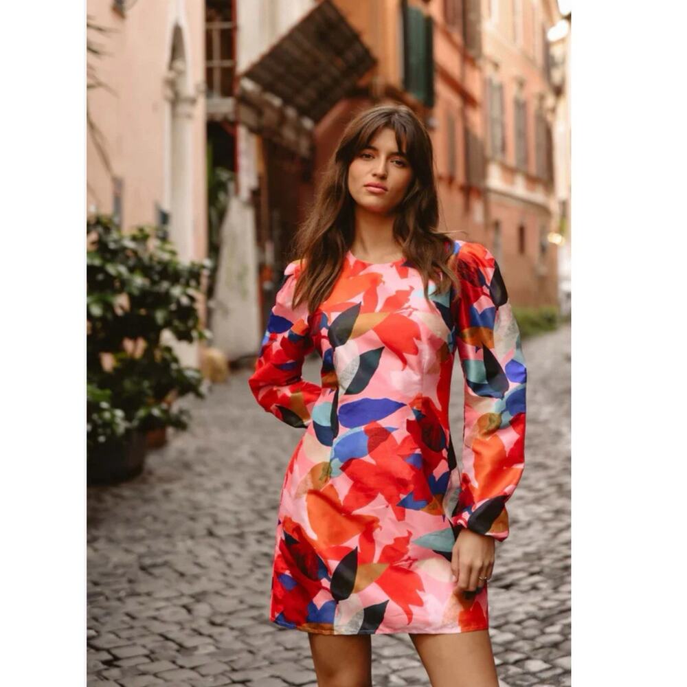 Anthropologie Hutch Carolyn mini dress Coral Papier mache Sz Small Preppy Chic